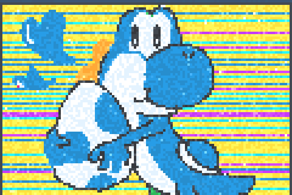 pixel art yoshi bleu