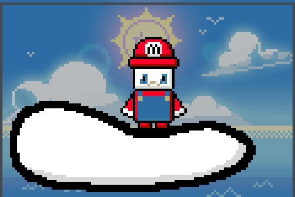 Mario on Cloud Pixel Art