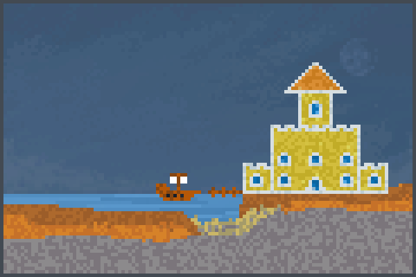 castle by sea Pixel Art