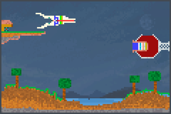 nave vs canhao Pixel Art
