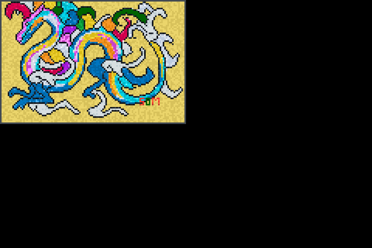 Rainbow,Dragon, Pixel Art