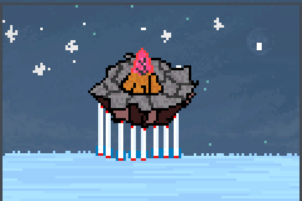 sky volcano Pixel Art